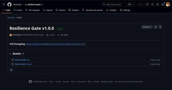 Capture 01: Release title, latest status, tag, commit, and changelog link